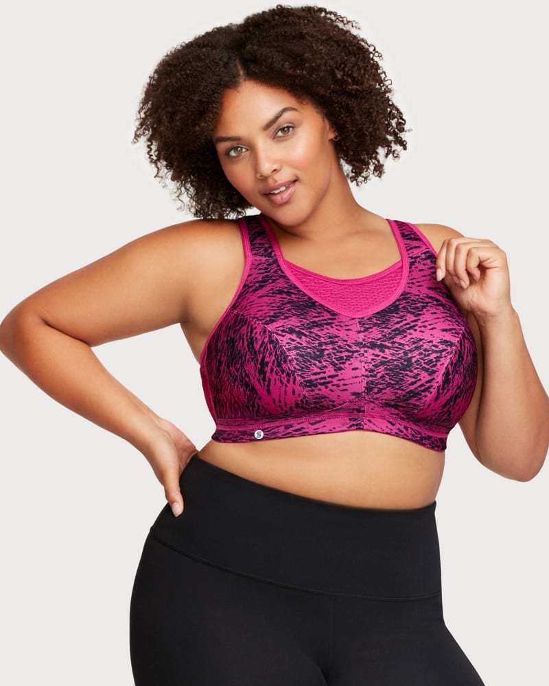 No Bounce Camisole Elite Sports Bra Fuchsia Print